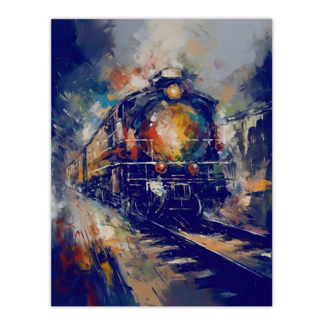 "Artery8 The Orient Express Railway Train Painting Steam Locomotive Vintage Large Wall Art Poster Print Thick Paper 18X24 Inch - Size: W18"" x H24""" - image 1