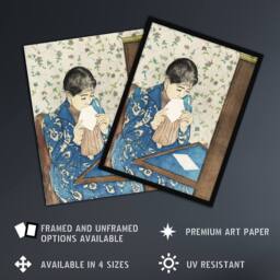 "Artery8 Letter Woman Sealing Envelope Cassatt Vintage Wall Art Print Poster - Size: W12"" x H16""" - thumbnail 2