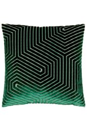 Paoletti Evoke Cut Velvet Cushion in Emerald - Size: 45 cm x 45 cm - thumbnail 1