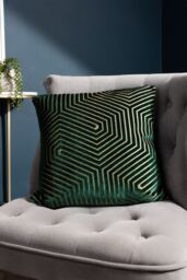 Paoletti Evoke Cut Velvet Cushion in Emerald - Size: 45 cm x 45 cm - thumbnail 5
