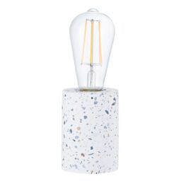 Happy Homewares Modern Mosaic Concrete Table Lamp for Vintage Industrial Style Light Bulbs in White