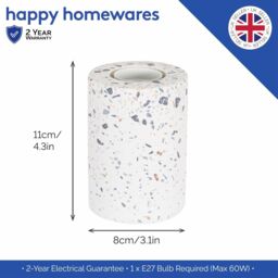 Happy Homewares Modern Mosaic Concrete Table Lamp for Vintage Industrial Style Light Bulbs in White - thumbnail 5