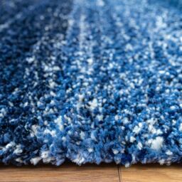 Kukoon Navy Blue Striped Mottled Shaggy Rug in Dark Navy - Size: 80 cm x 150 cm - thumbnail 3