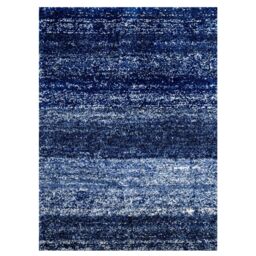 Kukoon Navy Blue Striped Mottled Shaggy Rug in Dark Navy - Size: 80 cm x 150 cm - thumbnail 5