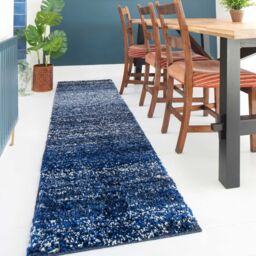 Kukoon Navy Blue Striped Mottled Shaggy Rug in Dark Navy - Size: 80 cm x 150 cm - thumbnail 4
