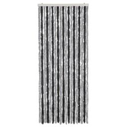 Berkfield Home Fly Curtain Grey & Black 56x200 cm Chenille - thumbnail 3