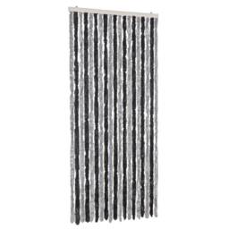 Berkfield Home Fly Curtain Grey & Black 56x200 cm Chenille - thumbnail 1