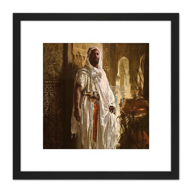Artery8 Charlemont The Moorish Chief 8X8 Inch Square Wooden Framed Wall Art Print Picture with Mount in Black - image 1