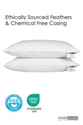 Homescapes Duck Feather Pillow Pack x 4 Luxurious, Ethically Sourced Comfort in White - thumbnail 3