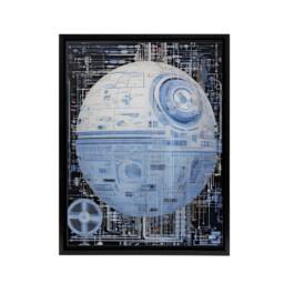 "Artery8 Dark Side Engineering Death Star Framed Canvas Wall Art Print in Blue - Size: W12"" x H16""" - thumbnail 1