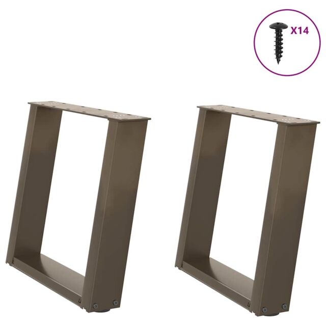 Berkfield Home Coffee Table Legs U-Shaped 2 pcs Natural Steel 50x(42-43) cm Steel in Brown - image 1