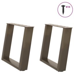 Berkfield Home Coffee Table Legs U-Shaped 2 pcs Natural Steel 50x(42-43) cm Steel in Brown - thumbnail 1