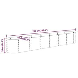 Berkfield Home Garden Raised Bed Powder-coated Steel 260x40x36 cm Brown - Size: 260 x 40 x 36 cm - thumbnail 6