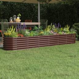 Berkfield Home Garden Raised Bed Powder-coated Steel 260x40x36 cm Brown - Size: 260 x 40 x 36 cm - thumbnail 2
