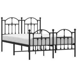 Berkfield Home Metal Bed Frame with Headboard & Footboard Black 120x200 cm - Size: Small Double - thumbnail 3