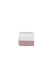 KDMD Hortus Pink & White Bordeaux Stoneware Cube 9.5cm H x 10.5cm W 2 - Size: 9.5 cm H x 10.5 cm W - thumbnail 3
