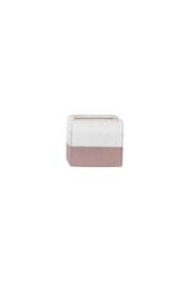 KDMD Hortus Pink & White Bordeaux Stoneware Cube 9.5cm H x 10.5cm W 2 - Size: 9.5 cm H x 10.5 cm W