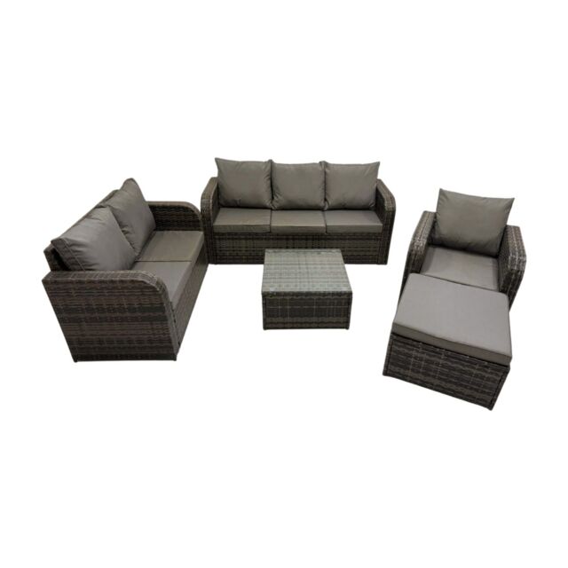 Fimous Garden Outdoor Furniture Set with Big Stool Dark Grey Mixed - image 1