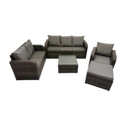 Fimous Garden Outdoor Furniture Set with Big Stool Dark Grey Mixed - thumbnail 1