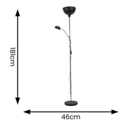 ValueLights Orion Black Father Son Upright & Side Adjustable Floor Lamp - thumbnail 6