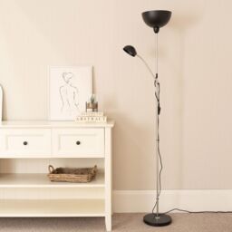 ValueLights Orion Black Father Son Upright & Side Adjustable Floor Lamp - thumbnail 3