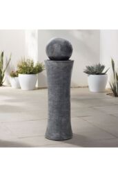 H&O Direct Outdoor Modern Cylindrical Water Polo Fountain with Warm Light in Natural - thumbnail 1