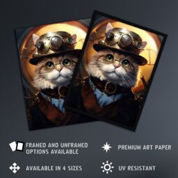 "Artery8 Cat In The Hat Steampunk Moggie Cute Fun Artwork Large Wall Unframed Art Poster Print Thick Paper 18X24 Inch - Size: W18"" x H24""" - thumbnail 2