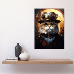 "Artery8 Cat In The Hat Steampunk Moggie Cute Fun Artwork Large Wall Unframed Art Poster Print Thick Paper 18X24 Inch - Size: W18"" x H24""" - thumbnail 4