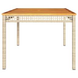 Berkfield Home Garden Table Beige 180x90x75 cm Poly Rattan Acacia Wood - Size: 180 x 90 x 75 cm - thumbnail 5