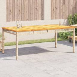 Berkfield Home Garden Table Beige 180x90x75 cm Poly Rattan Acacia Wood - Size: 180 x 90 x 75 cm - thumbnail 2