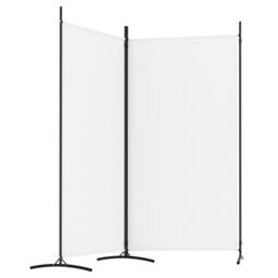 Berkfield Home 2-Panel Room Divider White 175x180 cm Fabric - thumbnail 4