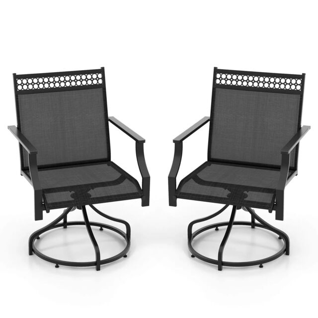 Costway Patio Swivel Dining Chairs Set of 2 Patio Chairs Outdoor Bistro Chairs in Grey - image 1