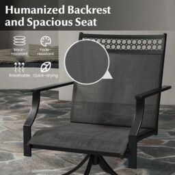 Costway Patio Swivel Dining Chairs Set of 2 Patio Chairs Outdoor Bistro Chairs in Grey - thumbnail 6
