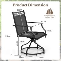 Costway Patio Swivel Dining Chairs Set of 2 Patio Chairs Outdoor Bistro Chairs in Grey - thumbnail 4