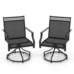 Costway Patio Swivel Dining Chairs Set of 2 Patio Chairs Outdoor Bistro Chairs in Grey - thumbnail 1