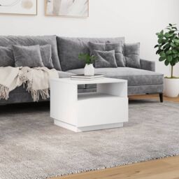 Berkfield Home Coffee Table with LED Lights White 50x49x40 cm - Size: 50 x 49 x 40 cm - thumbnail 4