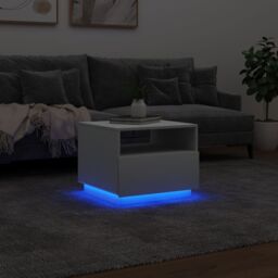 Berkfield Home Coffee Table with LED Lights White 50x49x40 cm - Size: 50 x 49 x 40 cm - thumbnail 5