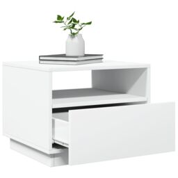 Berkfield Home Coffee Table with LED Lights White 50x49x40 cm - Size: 50 x 49 x 40 cm - thumbnail 6