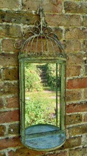 Inspirational Gifting Lovely Broughton Birdcage Mirror Display Shelf 70cm tall in Green - image 1