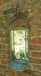 Inspirational Gifting Lovely Broughton Birdcage Mirror Display Shelf 70cm tall in Green - thumbnail 3