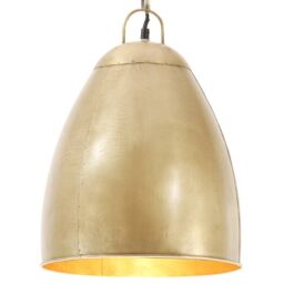 Berkfield Home Industrial Hanging Lamp 25 W Brass Round 32 cm E27 in Gold - thumbnail 1