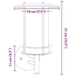 Berkfield Home Outdoor Wall Light Silver Stainless Steel - thumbnail 7
