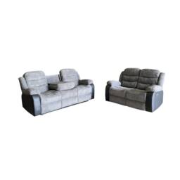LUXURY LIFE Lusso Jumbo Cord Recliner Sofa Set in Grey - thumbnail 1