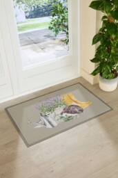 Artsy Mats Hedgehog Lavender Doormat in Cream - Size: 60 cm x 90 cm - thumbnail 2