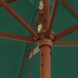 Berkfield Home Durable Garden Parasol with Wooden Pole Green 299x240 cm - thumbnail 6