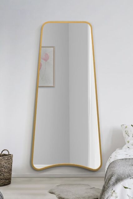 MirrorOutlet Gold Metal Trapezoid Shape Framed Wall Mirror (180CM X 85CM) - Size: 1 Pack - image 1