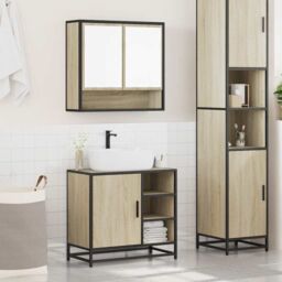 Berkfield Home 2 Piece Bathroom Furniture Set Sonoma Oak Engineered Wood in Brown - thumbnail 3