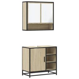 Berkfield Home 2 Piece Bathroom Furniture Set Sonoma Oak Engineered Wood in Brown - thumbnail 2