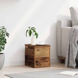 Berkfield Home Storage Box with Lid Old Wood 30x35x35 cm Engineered Wood in Brown - Size: 30 x 35 x 35 cm - thumbnail 4