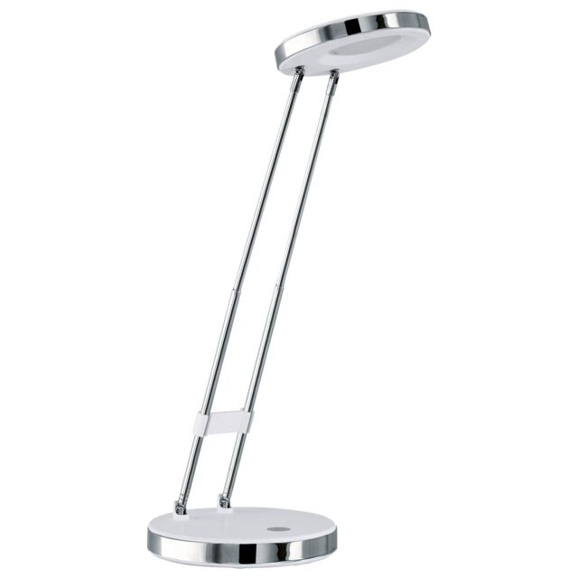 Loops Table Lamp Colour White & Chrome Plated Steel Rocker Switch Bulb LED 3W - image 1